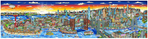 Fazzino Art Fazzino Art Sunset Over Manhattan Island (ALU)